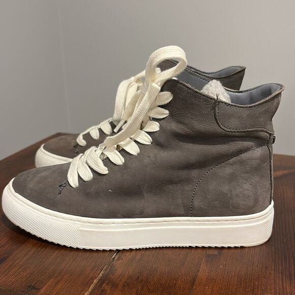 Sam Edelman Pence Faux Fur-Trim Suede High-Top Sneakers Size 6.5 - Picture 4 of 10